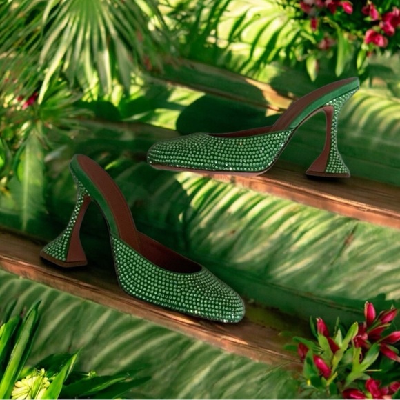 NIB Amina Muaddi Emili Slipper Crystal Mule Heels Size 37.5 $1,210.00 - Picture 5 of 8